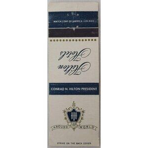 Vintage Matchbook Cover Hilton Hotels Chicago IL Illinois